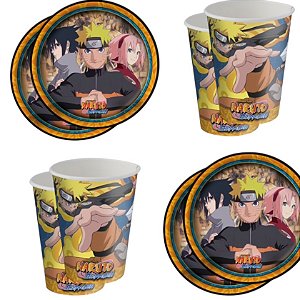 Kit Festa NARUTO 16 Pratos + 16 Copos Descartável 200 Ml Papel - FESTCOLOR