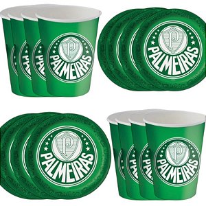 Kit Festa PALMEIRAS 16 Pratos + 16 Copos Descartável 200 Ml Papel - FESTCOLOR