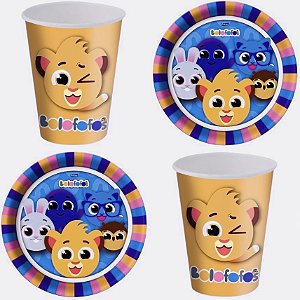 Kit Festa BOLOFOFOS  8 Pratos + 8 Copos Descartável 200 Ml Papel - FESTCOLOR