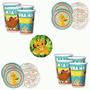 Kit Festa O REI LEAO 8 Pratos + 8 Copos Descartável 180 Ml Papel - REGINA