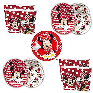 Kit Festa MINNIE MOUSE 8 Pratos + 8 Copos Descartável 180 Ml Papel - REGINA