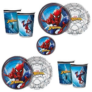 Kit Festa SPIDER MAN HOMEN ARANHA 16 Pratos + 16 Copos Descartável 180 Ml Papel - REGINA