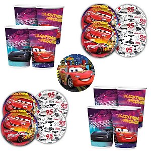 Kit Festa CARROS DISNEY 16 Pratos + 16 Copos Descartável 180 Ml Papel - REGINA