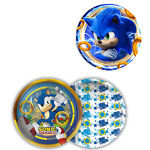 8 PRATO BOLO FESTA SONIC DE PAPEL 18 CM REGINA
