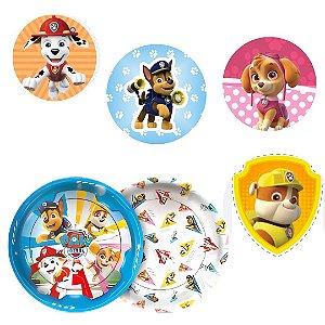 8 PRATO BOLO FESTA PATRULHA  CANINA DE PAPEL 18 CM REGINA