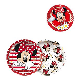 8 PRATO BOLO FESTA MINNIE MOUSE DE PAPEL 18 CM REGINA