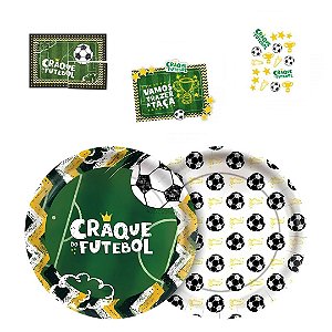 8 PRATO BOLO FESTA  FUTEBOL  DE PAPEL 18 CM REGINA