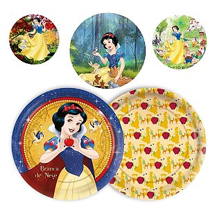 8 PRATO BOLO FESTA  BRANCA 0 DE NEVE   DE PAPEL 18 CM REGINA