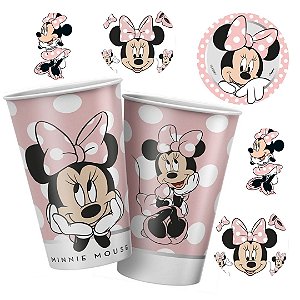 8 COPO PAPEL FESTA MINNIE MOUSE ROSA 180ML REGINA