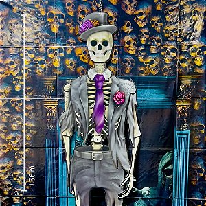 DECORAÇÃO DE PENDURAR ESQUELETO NOIVO HALLOWEEN 1,56m REGINA