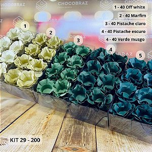 KIT 200 Forminhas De Doces Festa 5 Cores MARFIM + PISTACHE CL +PISTACHE + VERDE MUSGO + OFF WHITE