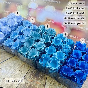 KIT 200 Forminhas De Doces Festa AZUL BEBE + AZUL AQUA + BRANCO + AZUL CANDY + AZUL GRÉCIA