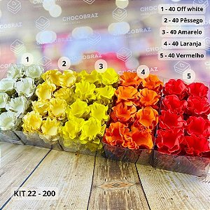 KIT 200 Forminhas De Doces Festa 5 Cores AMARELO + LARANJA + VERMELHO + PESSEGO + OFF WHITE