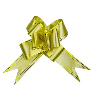 100 LAÇOS FACIL P/ PRESENTE OURO GIGANTE 4,5 CM x 68 CM  (Ex)