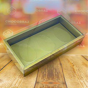 5 CAIXAS OVOS DE PASCOA DEGUSTACAO C/ MOLDURA 3X100G OURO - PASCOA ESSENCIAL 5319  (PÁSCOA IDEIA 2025)