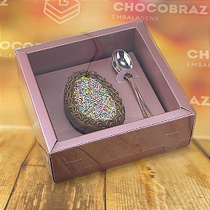 05 CAIXAS P/ OVO DE COLHER C/ MOLDURA AJUSTAVEL 100/150G ROSE - PASCOA ESSENCIAL 5326   (PÁSCOA IDEIA 2025)
