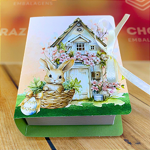 10 CAIXAS P/ 4 DOCES LIVRO - 9,5X8X4 CM - COELHINHO ENCANTADO 5404 (PÁSCOA IDEIA 2025)