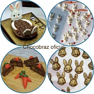 KIT 4 FORMAS APLIQUES PÁSCOA BWB 10219 COELHINHO 9862 CENOURA 9861 PARTES COELHO E CARACOELHO 206