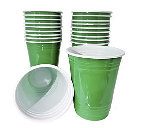 25 COPO AMERICANO 400 ML REFORÇADO VERDE  Escuro BIODEGRADÁVEL  (TRIKTRIK)