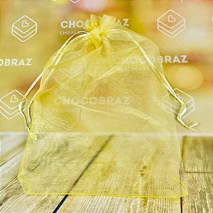 10 Saco de Organza GRANDE P/ Presente OURO 20 x 30 cm (Ex)