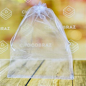 10 Saco de Organza GRANDE P/ Presente BRANCO 20 x 30 cm (Ex)