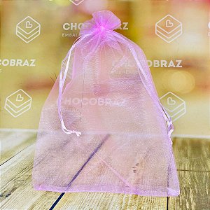 10 Saco de Organza GRANDE P/ Presente ROSA 20 x 30 cm (Ex)