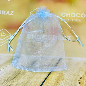 10 Saco de Organza MÉDIO P/ Presente AZUL 13 x 18 cm (Ex)