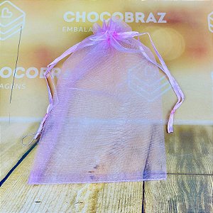 10 Saco de Organza MÉDIO P/ Presente ROSA 13 x 18 cm (Ex)