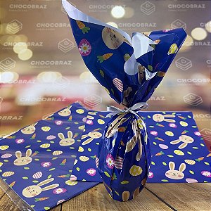 SACO ENVELOPE BOPP COELHO E CENOURAS AZUL 24X24 C/25UN (INOVE)