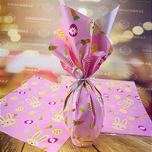 SACO ENVELOPE BOPP COELHO E CENOURA ROSA 24X24 C/25UN (INOVE)