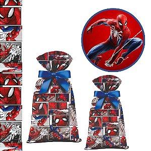 40 SACOLINHA HOMEM ARANHA SPIDER MAN QUADRINHOS SURPRESA  20x29 CROMUS