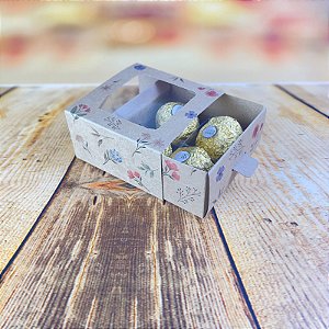 10 CAIXA DIA DAS MÃES GAVETA COM VISOR (04 DOCES) FLORES DO CAMPO  8x8x4 cm 5458 (IDEIA MÃES 2025)