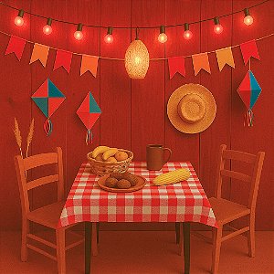 10 TOALHA MESA VERMELHA 78X78 XADREX 6132-RP FESTA JUNINA 2025  (EX)