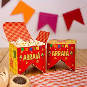 10 CAIXA BANDEIROLA 5526 ARRAIÁ 9X9X9cm IDEIA FESTA JUNINA 2025