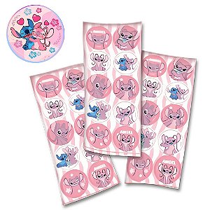 30 ADESIVO ANGEL STITCH ROSA FESTA REDONDO FESTCOLOR