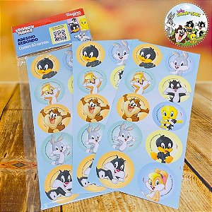 30 ADESIVO REDONDO LOONEY TUNES REGINA