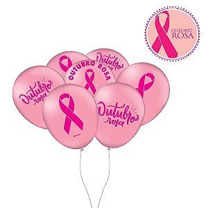 25 BALÃO BEXIGA  FESTA OUTUBRO ROSA n°9 FESTCOLOR
