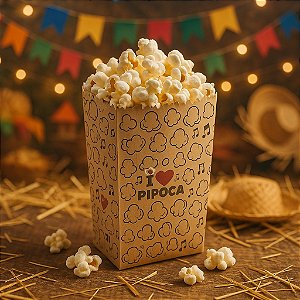 100 SACO PARA PIPOCA  G KRAFT EU AMO PIPOCA 5 (PLUMA)