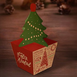 10 CAIXA LEMBRANCINHA ARVORE NATAL 8X8X6,5 ESSENCIA 5651  KRAFT (NATAL 2025 IDEIA)