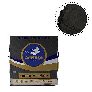 50 GUARDANAPOS PRETO  FESTA 19,5 X 22,5 CAMPFESTA
