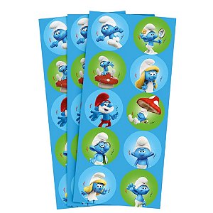 30 ADESIVO REDONDO OS SMURFS REGINA