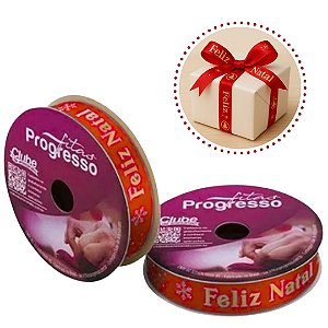 ROLO DE 10 METROS DE FITA CETIM 15 MM FELIZ NATAL COR 505  - FITAS PROGRESSO