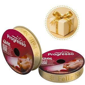 ROLO DE 10 METROS DE FITA CETIM 15 MM FELIZ NATAL COR 506 - FITAS PROGRESSO