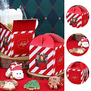 10 CAIXAS LEMBRANCINHA NATAL 9X9X9CM VINTAGE 5271 ( JANGO NATAL 2025 )
