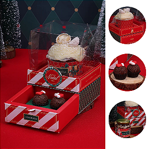 5 CAIXA P/ MINI PANETONE E GAVETA 4 DOCES NATAL VINTAGE 5265 ( JANGO NATAL 2025 )