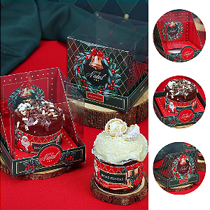 10 CAIXA PARA MINI PANETONE COM TAMPA DE ACETATO VINTAGE 5109 ( JANGO NATAL 2025 )