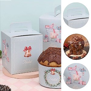 10 CAIXA PARA PANETONE FECHADA  400/500G DOCE NATAL 5294 ( JANGO NATAL 2025 )