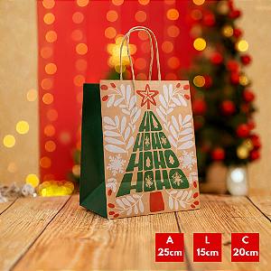 10 SACOLAS NATAL KRAFT HOHOHO 20X15X25CM 2937 (LC) NATAL 2025
