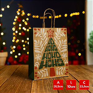 10 SACOLAS NATAL KRAFT HOHOHO 23,5X10X31,5CM 2936 (LC) NATAL 2025