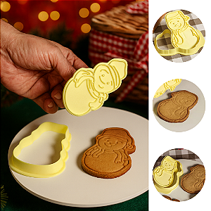 CORTADOR NATAL COM CARIMBO BONECO DE NEVE NATAL  -  (BLUE STAR)